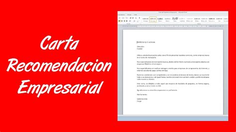 Como Hacer Una Carta De Recomendación Empresarial Youtube