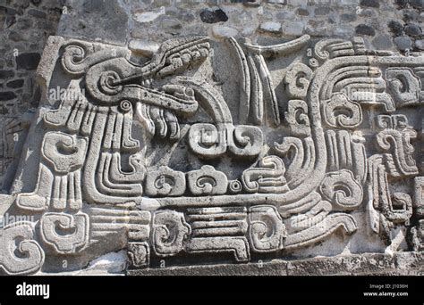 Bas Relief Carving With Of A Quetzalcoatl Pre Columbian Maya