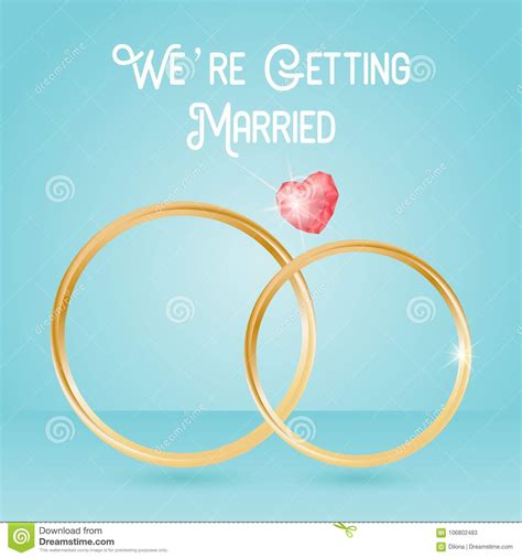 Wedding Background With Rings And Gemstone Quote Lettering We Are