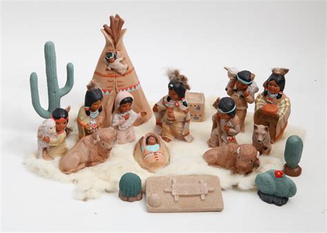 Native American Clay Nativity Set Ebth