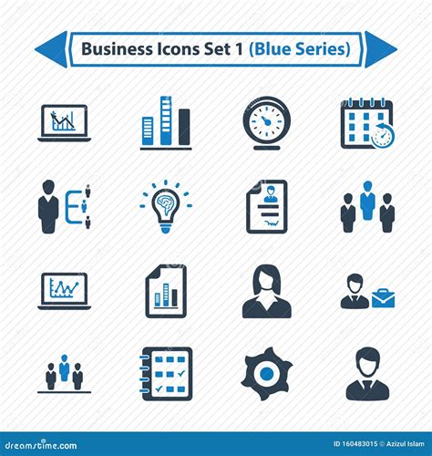 Business Icons Set 1 Blue Series Stock Vector Illustration Of Cars