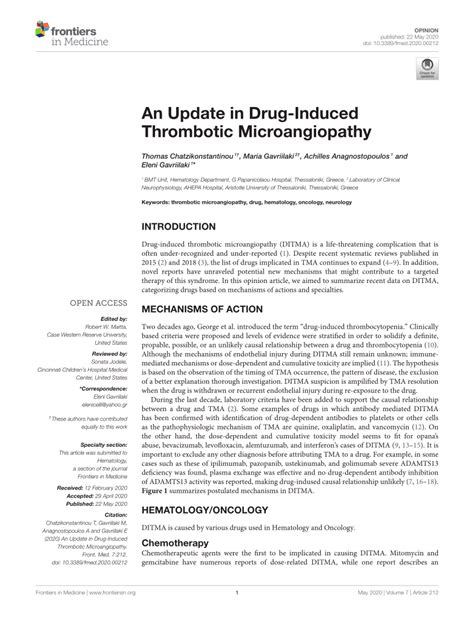 pdf an update in drug induced thrombotic microangiopathy