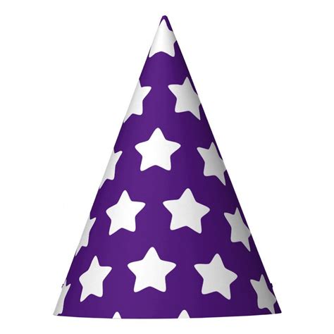 Star Patterned Purple Party Hat Zazzle Party Hats Purple Party