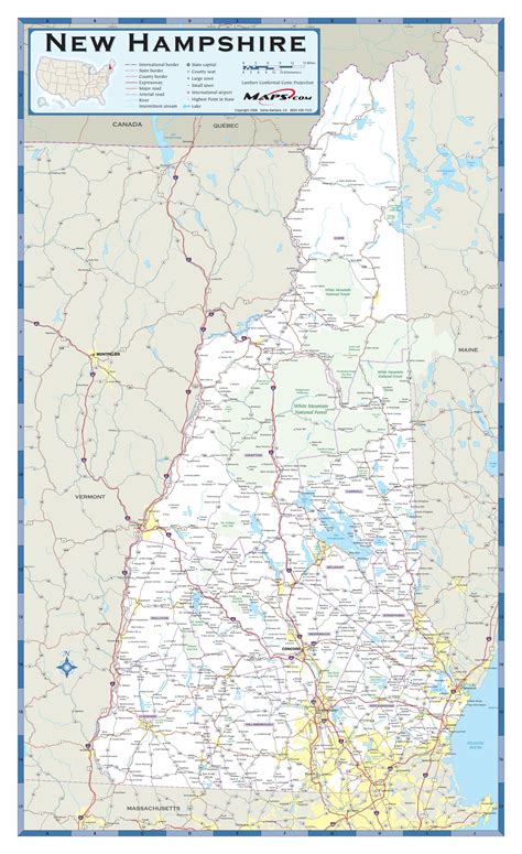 Printable Map Of New Hampshire Highways State Highways Main Roads And