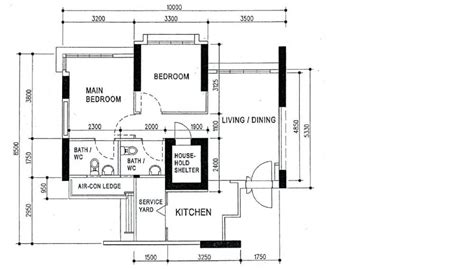 65 Sqm Hdb Bto 3 Room Flat Floor Plan