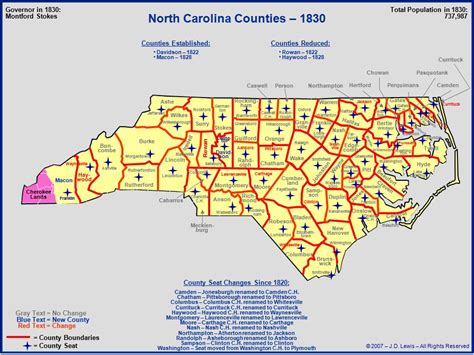 North Carolina In The 1800s The Counties As Of 1830 North Carolina