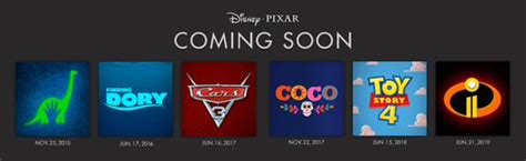 Pixar Announces Release Dates Through 2019