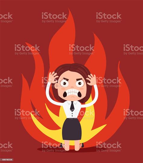Angry Unhappy Business Woman Office Worker Character Stock Illustration