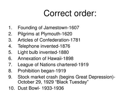 Ppt Put The Following Events In Chronological Order Powerpoint