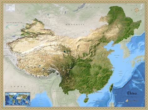 China Satellite Wall Map