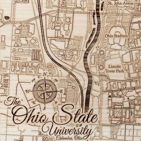 Up is also a resource to help the university, its five regional campuses, and two extensions to realize their goals by listening, facilitating, leveraging, and collaborating to provide an evolving campus road map that supports learning, discovery, and community. Ohio State University Campus Wood Map | Burnt Laser-Cut Wall Map