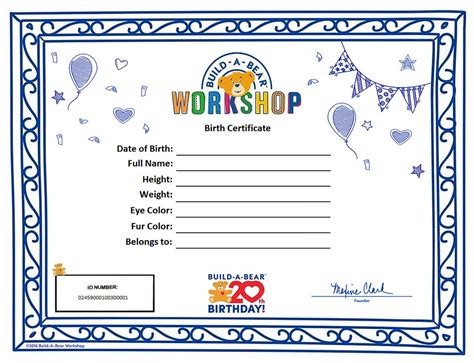 I recently purchased a build a bear from ebay and it did not come with a birth certificate. Build a Bear Birth Certificate by Snouie on DeviantArt