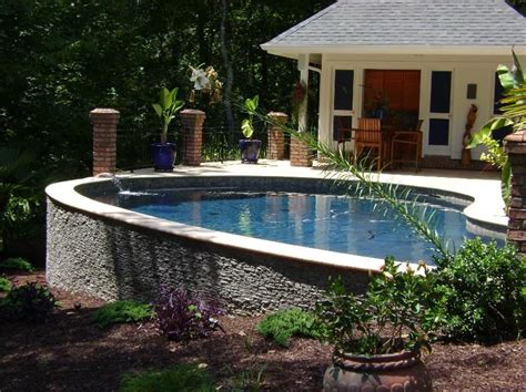 Pools With Stone Walls Residential Swimming Pool Renovations Sloped