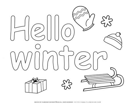Winter Coloring Pages Hello Winter Planerium