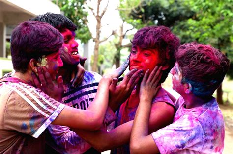 Children Celebrate The Holi With The Colors On The Occasion Of Holi