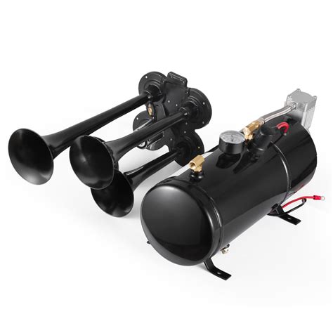 3L 4-Trumpet Train Air Horn Kit Semi Truck Boat w/ 150 PSI 12V Car