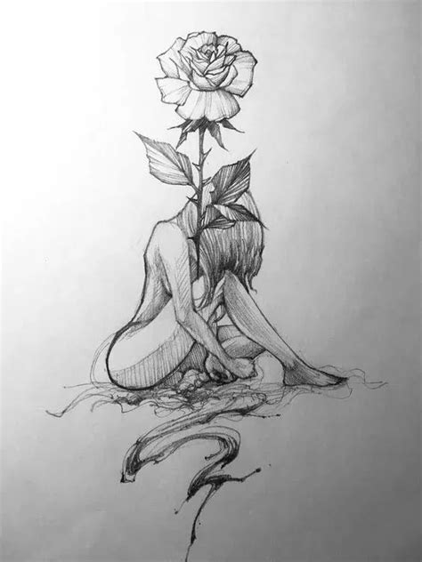 A Pencil Drawing Of A Rose On A Piece Of Paper