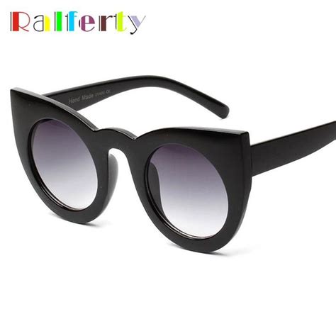 Ralferty Vintage Cat Eye Sunglasses Women Retro Sun Glasses For Woman Cateye Sunglass Black