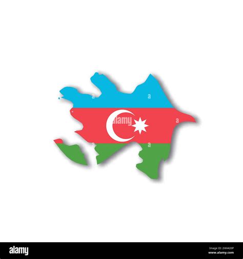 Azerbaijan National Flag In A Shape Of Country Map Stock Vector Image