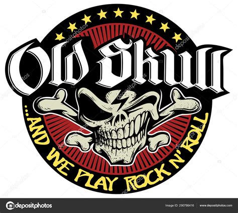 Diseño Gráfico Del Logotipo Del Cráneo Vintage Rock Roll Heavy Vector