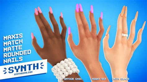 Synthsims ̗̀ Maxis Match Matte Rounded Nails ̖́ Custom Content