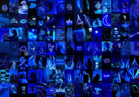 Dark Blue Aesthetic Collage Kit Grunge Wall Collage Y2k Etsy