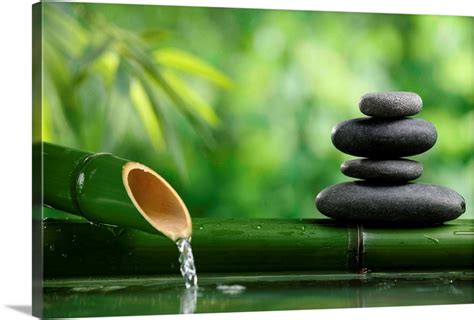 Bamboo Fountain And Zen Stones Wall Art Canvas Prints Framed Prints