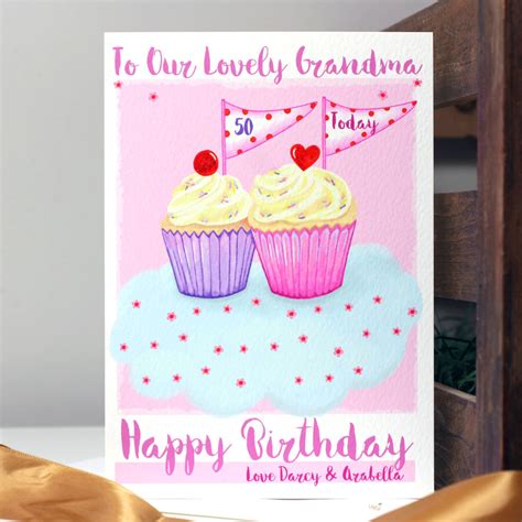 Personalised Cupcake Grandma Birthday Card By Liza J Design