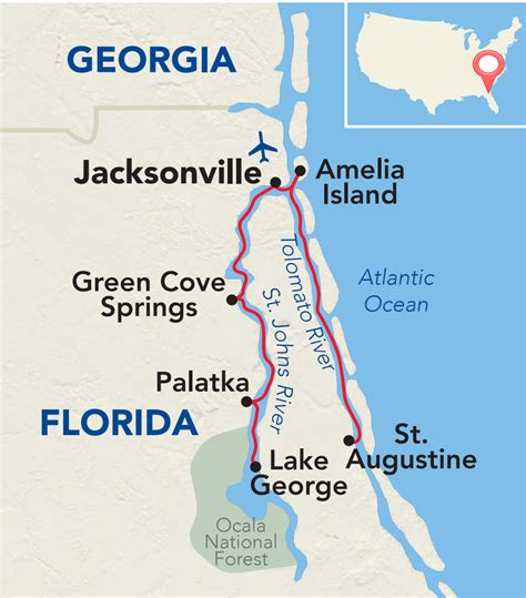 Acl East Coast Great Rivers Of Florida Itinerary Map Sunstone Tours