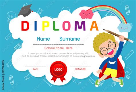 Certificates Kindergarten And Elementary Preschool Kids Diploma