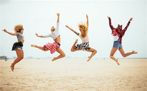 Free Photo Jumping Girls Beautiful Female Friends Free Download Jooinn
