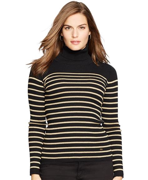 Lauren Ralph Lauren Plus Size Striped Turtleneck Sweater Sweaters