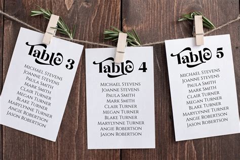Wedding Table Seating Card Template Wedding Seating Chart Etsy