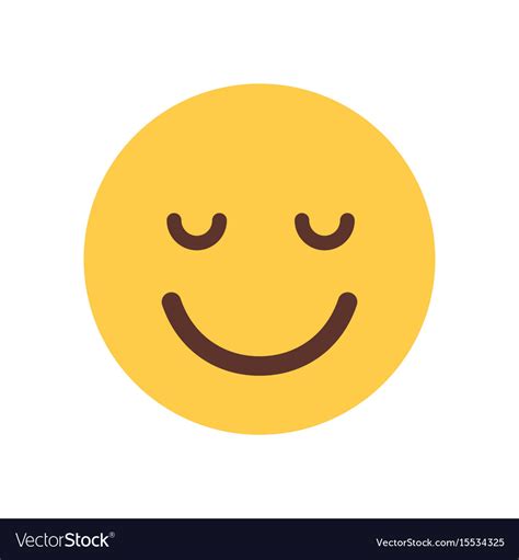 Yellow Smiling Cartoon Face Closed Eyes Emoji Vector Image