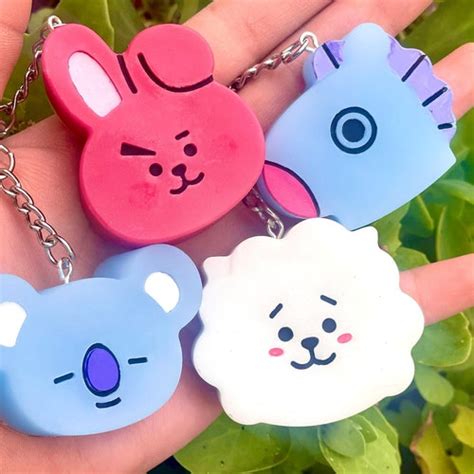 Bt21 Cute Characters Keychain Bts Acrylic Keychain Bt21 Etsy