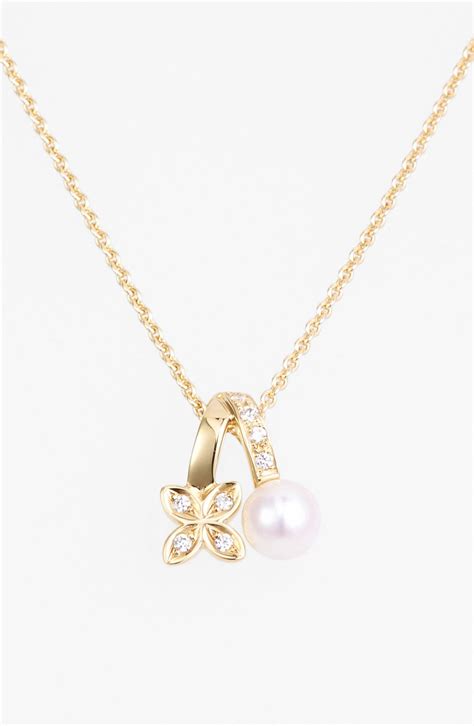 Mikimoto Akoya Pearl And Diamond Pendant Necklace Nordstrom