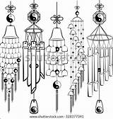Chimes Wind Coloring Template Sketch Shutterstock sketch template