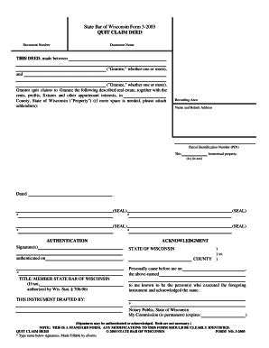 Fillable Online Get The State Bar Of Wisconsin Form 3 2003 QUIT CLAIM