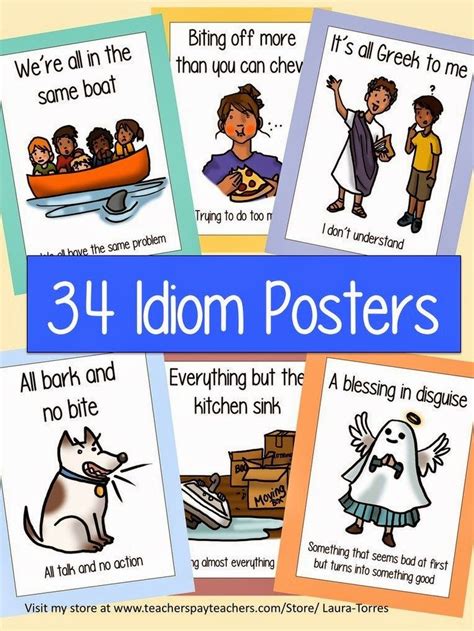 Composition Classroom Idiom Posters And Matching Game Idioms Posters