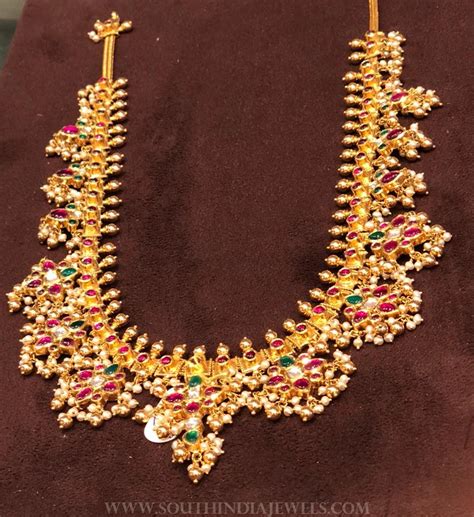 120 Grams Gold Guttapusalu Necklace From Premraj South India Jewels