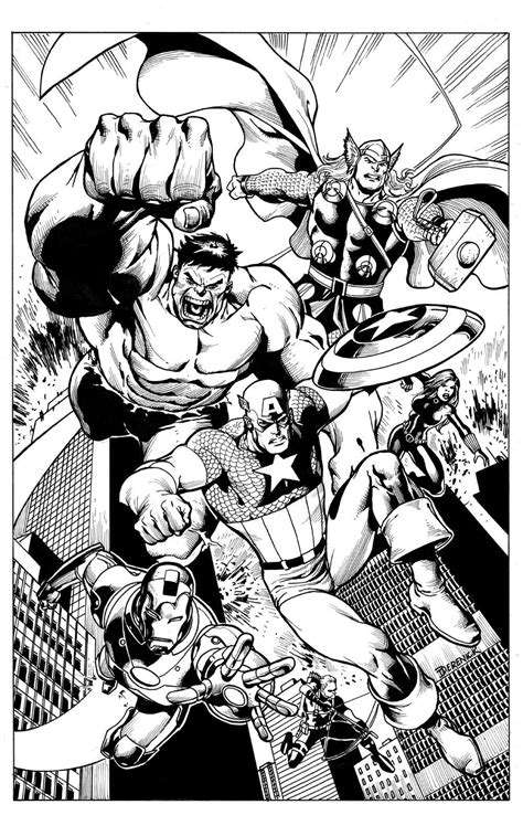 The Avengers By Tom Derenick Avengers Coloring Pages Avengers
