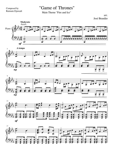 • game of thrones theme piano sheet music. "Game of Thrones" - "Fire and Ice" Theme - Piano ...