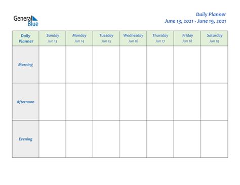 The employee's working time is tracked to determine how much they are paid. Weekly Calendar - June 13, 2021 to June 19, 2021 - (PDF ...