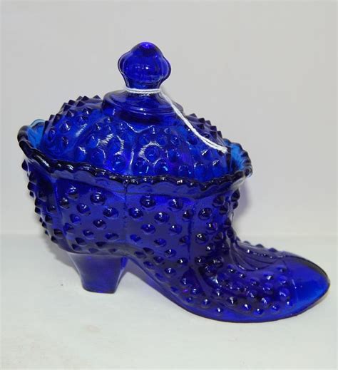 Cobalt Blue Covered Hobnail Shoe Dish 18 00