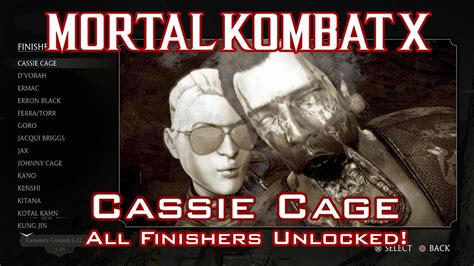 Mortal Kombat X Cassie Cage Guide Unlocking All Finishers Youtube