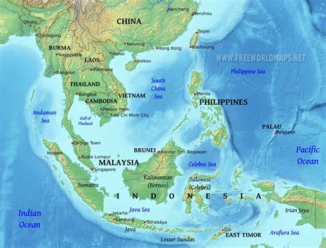 Southeast Asia Physical Map