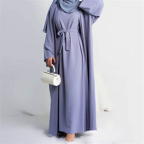 abaya ensemble kimono 3 pièces pour femmes tenue musulmane assortie dubaï turquie hijab