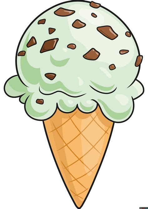 How To Draw A Mint Chocolate Chip Ice Cream Really Easy Drawing Tutorial