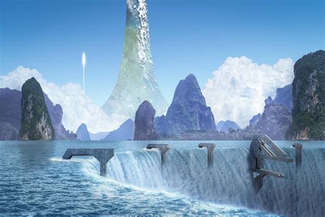 Video Games Halo Landscape Water Waterfall Digital Art Forerunner