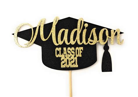 Graduation Cap Glitter Cake Topper 2021 Grad Personalized Etsy